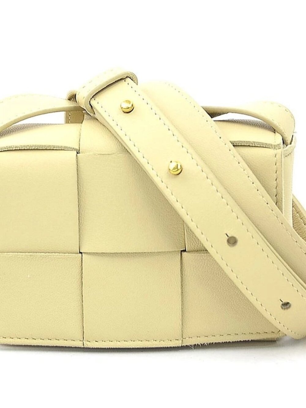 BOTTEGAVENETA Candy Cassette Shoulder Bag Beige Leather